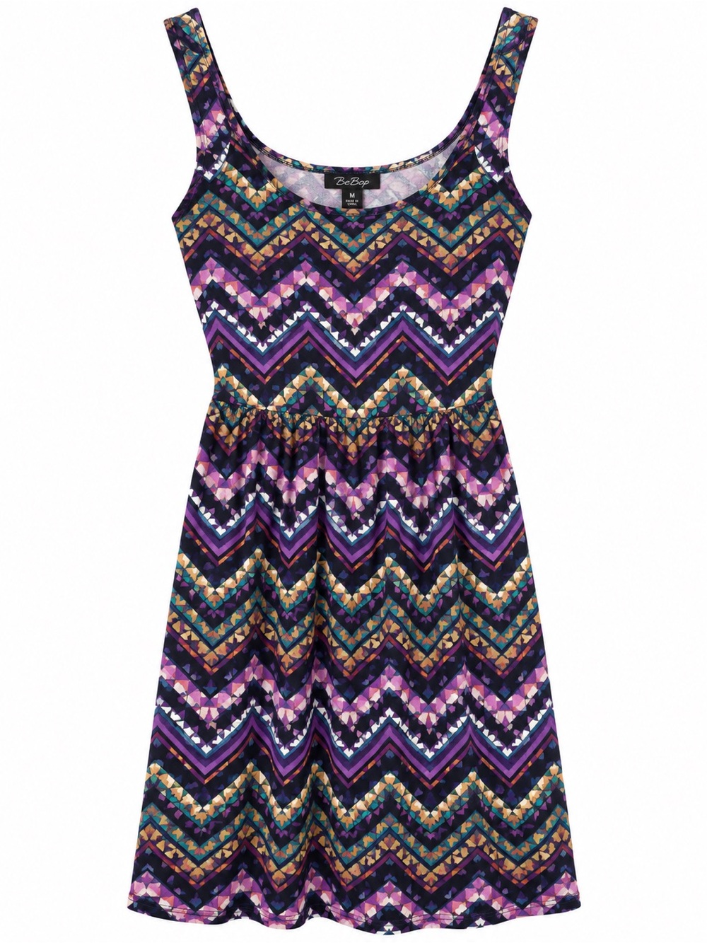 BeBop Juniors Medium Sleeveless Mixed Print Chevron Mini Dress